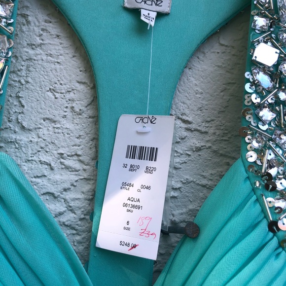 Cache Prom Aqua Dress NWT - Picture 5 of 8